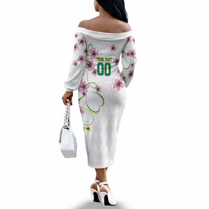 Custom Cameroon Red Stinkwood Floral Off The Shoulder Long Sleeve Dress Africa Women’s Football Champion Series 2026