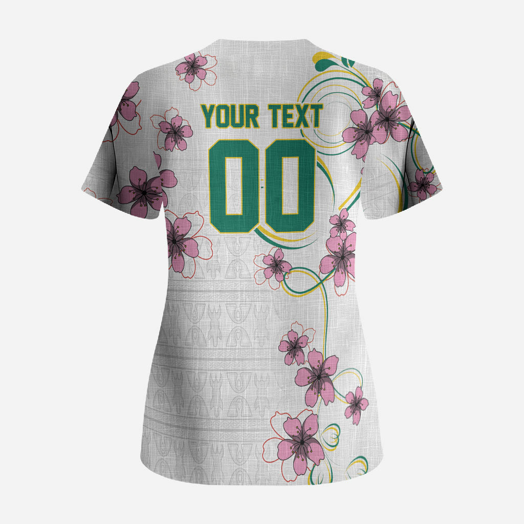 Custom Cameroon Red Stinkwood Floral Scrub Top Africa Women’s Football Champion Series 2026