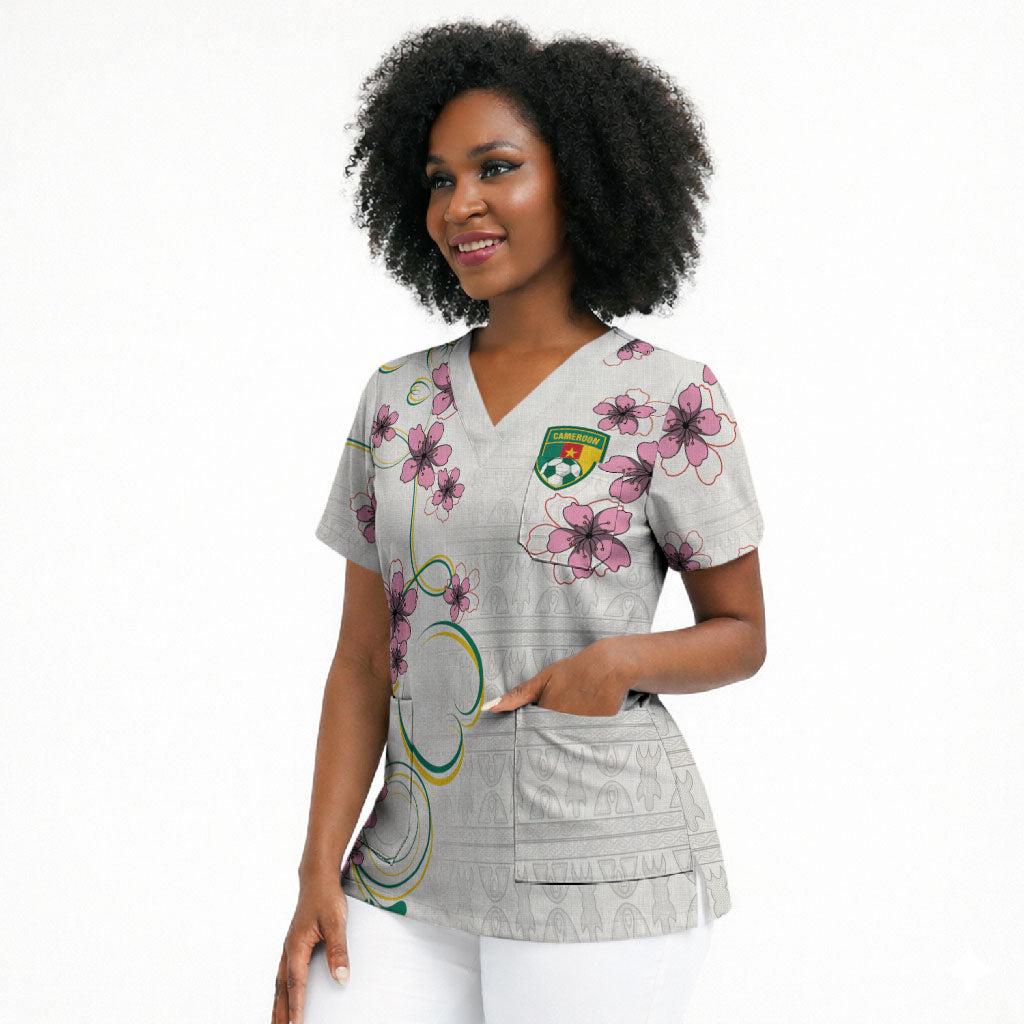 Custom Cameroon Red Stinkwood Floral Scrub Top Africa Women’s Football Champion Series 2026