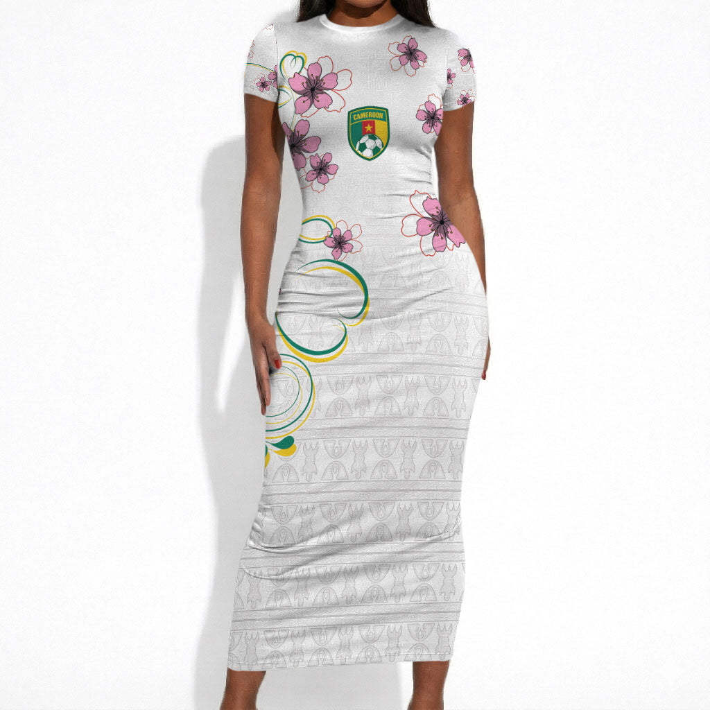 Custom Cameroon Red Stinkwood Floral Short Sleeve Bodycon Dress Africa Women’s Football Champion Series 2026