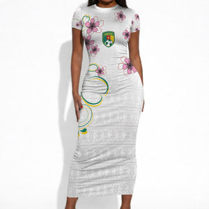 Custom Cameroon Red Stinkwood Floral Short Sleeve Bodycon Dress Africa Women’s Football Champion Series 2026