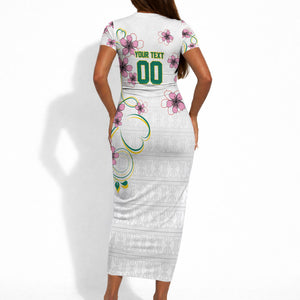 Custom Cameroon Red Stinkwood Floral Short Sleeve Bodycon Dress Africa Women’s Football Champion Series 2026