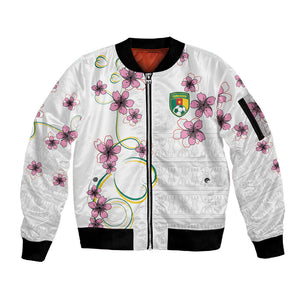 Custom Cameroon Red Stinkwood Floral Sleeve Zip Bomber Jacket Africa Women’s Football Champion Series 2026