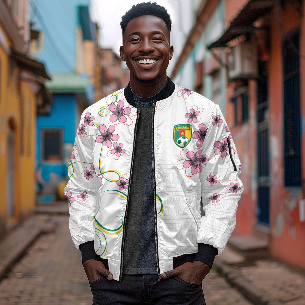 Custom Cameroon Red Stinkwood Floral Sleeve Zip Bomber Jacket Africa Women’s Football Champion Series 2026
