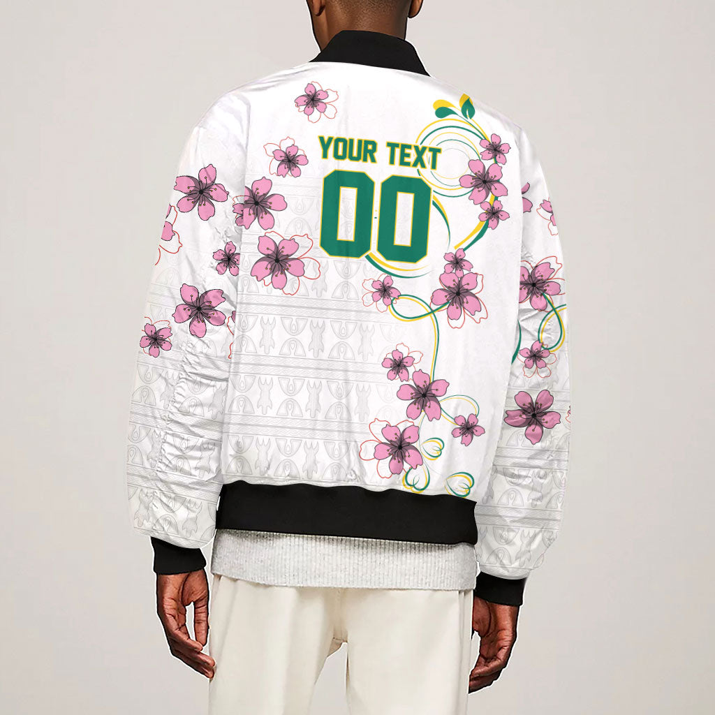Custom Cameroon Red Stinkwood Floral Sleeve Zip Bomber Jacket Africa Women’s Football Champion Series 2026