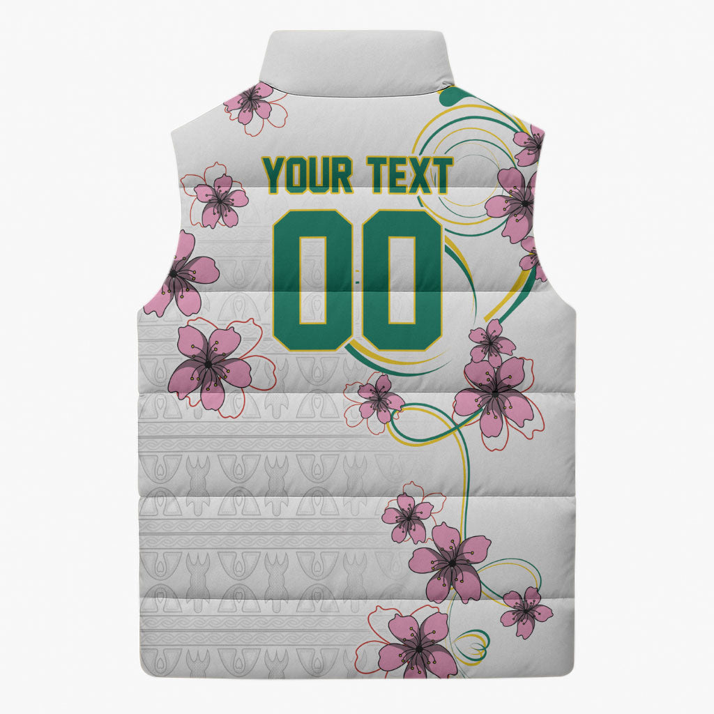 Custom Cameroon Red Stinkwood Floral Sleeveless Puffer Jacket Africa Women’s Football Champion Series 2026