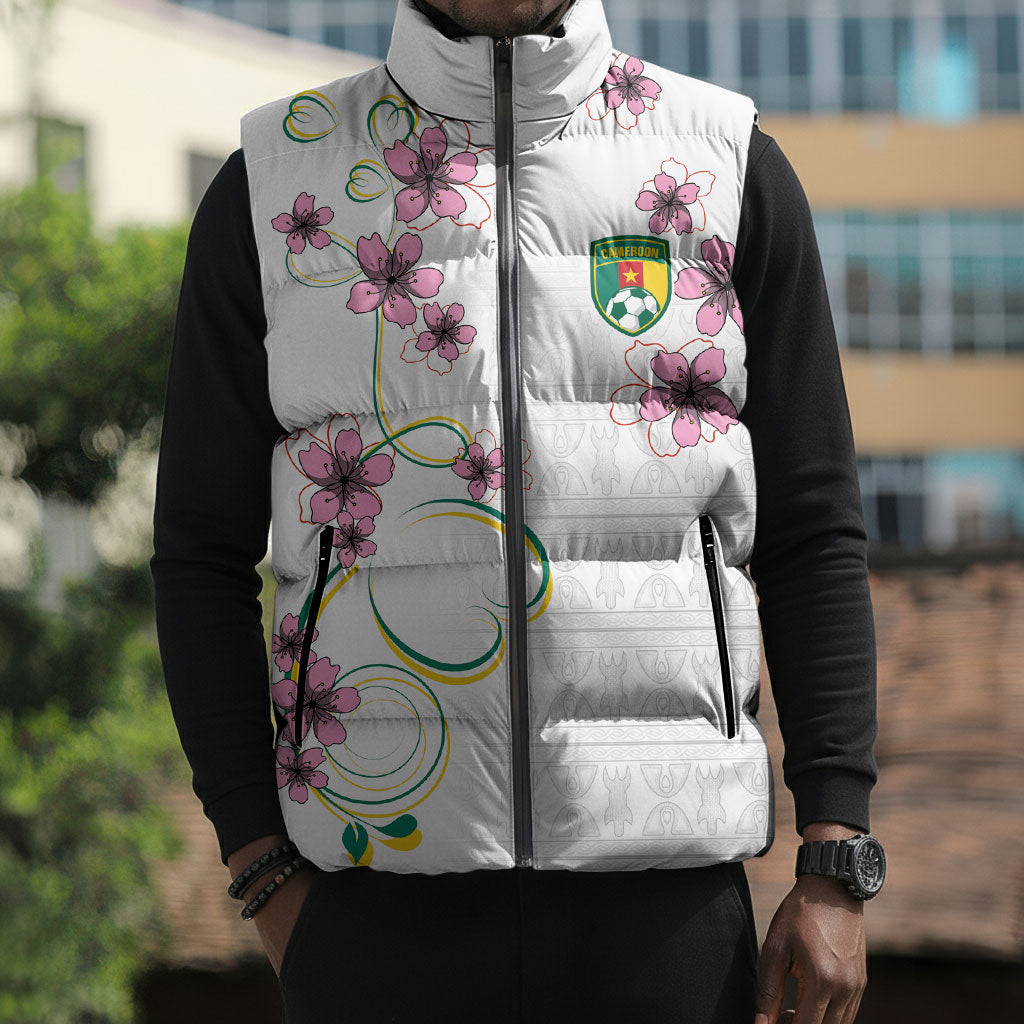 Custom Cameroon Red Stinkwood Floral Sleeveless Puffer Jacket Africa Women’s Football Champion Series 2026
