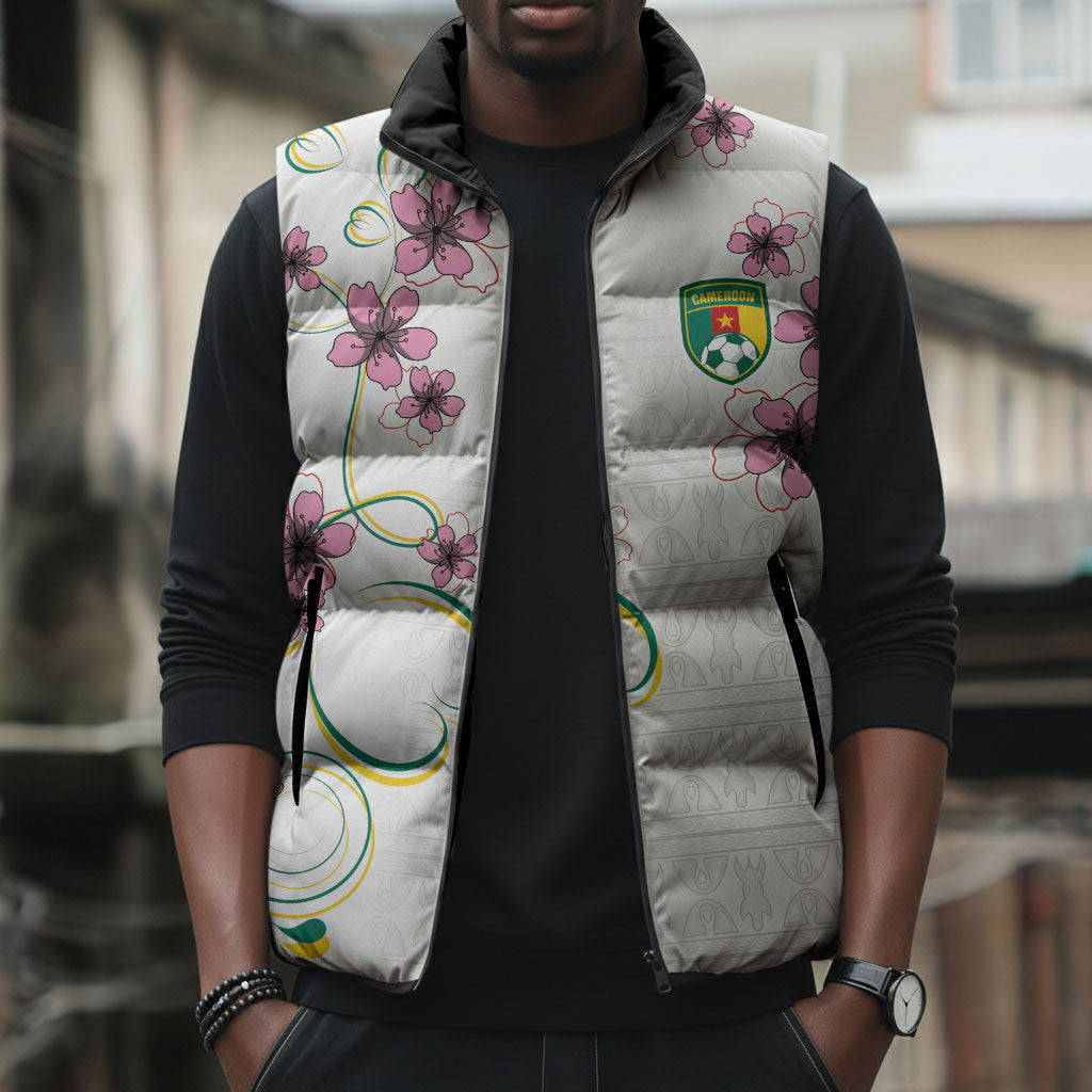 Custom Cameroon Red Stinkwood Floral Sleeveless Puffer Jacket Africa Women’s Football Champion Series 2026
