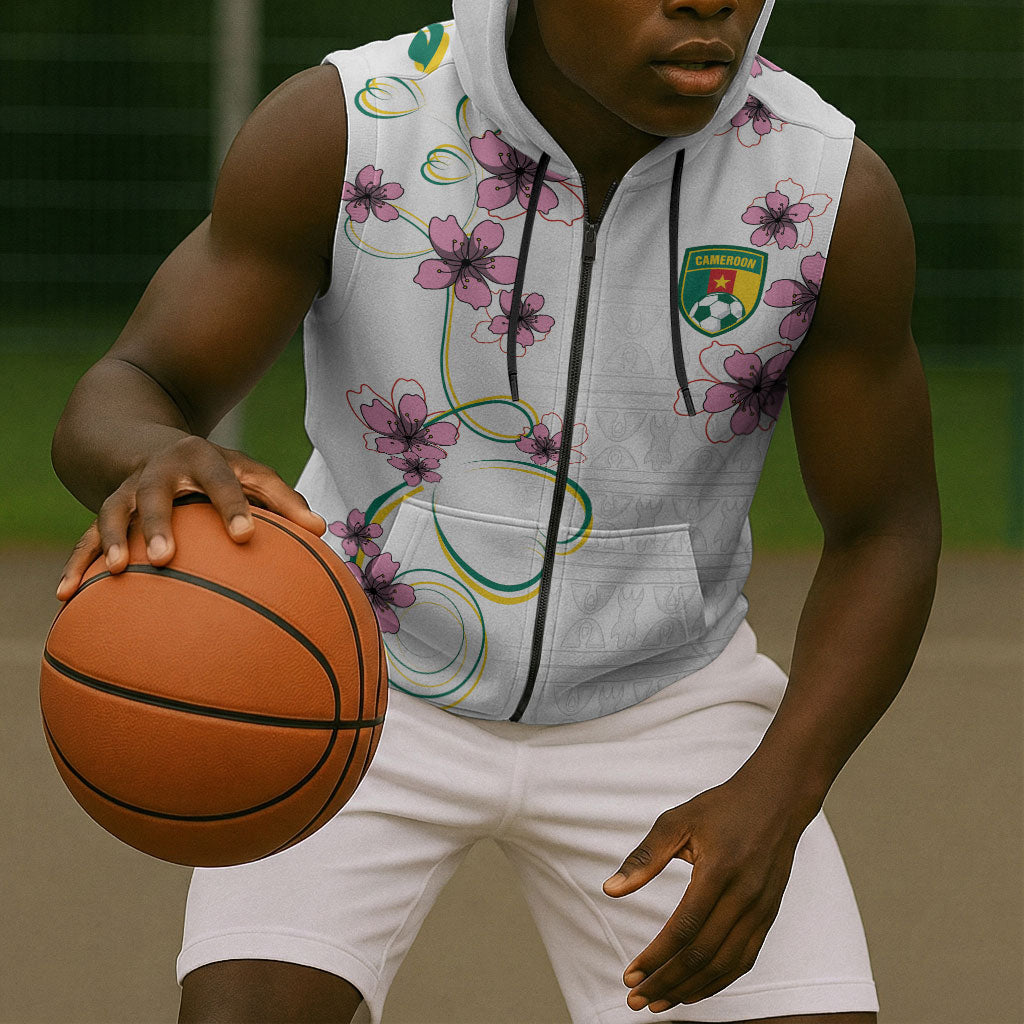 Custom Cameroon Red Stinkwood Floral Sleeveless Zip Hoodie Africa Women’s Football Champion Series 2026
