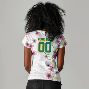 Custom Cameroon Red Stinkwood Floral Women V-Neck T-Shirt Africa Women’s Football Champion Series 2026