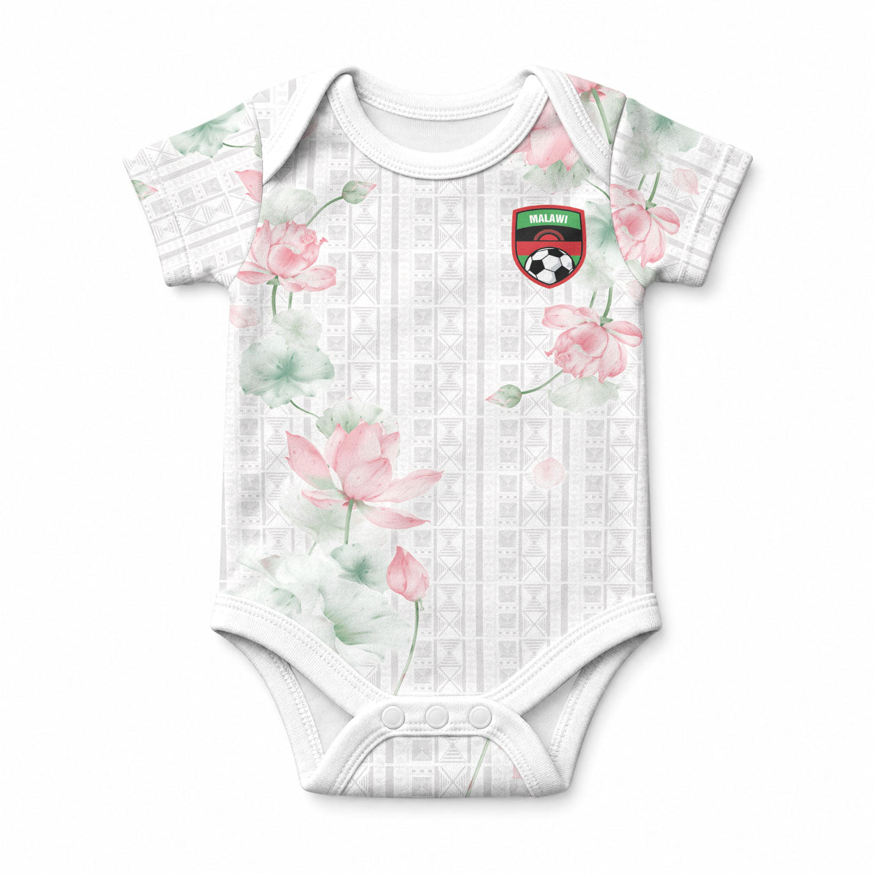 Custom Malawi Lotus Floral Baby Onesie Africa Women’s Football Champion Series 2026