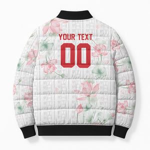 Custom Malawi Lotus Floral Bomber Puffer Jacket Africa Women’s Football Champion Series 2026