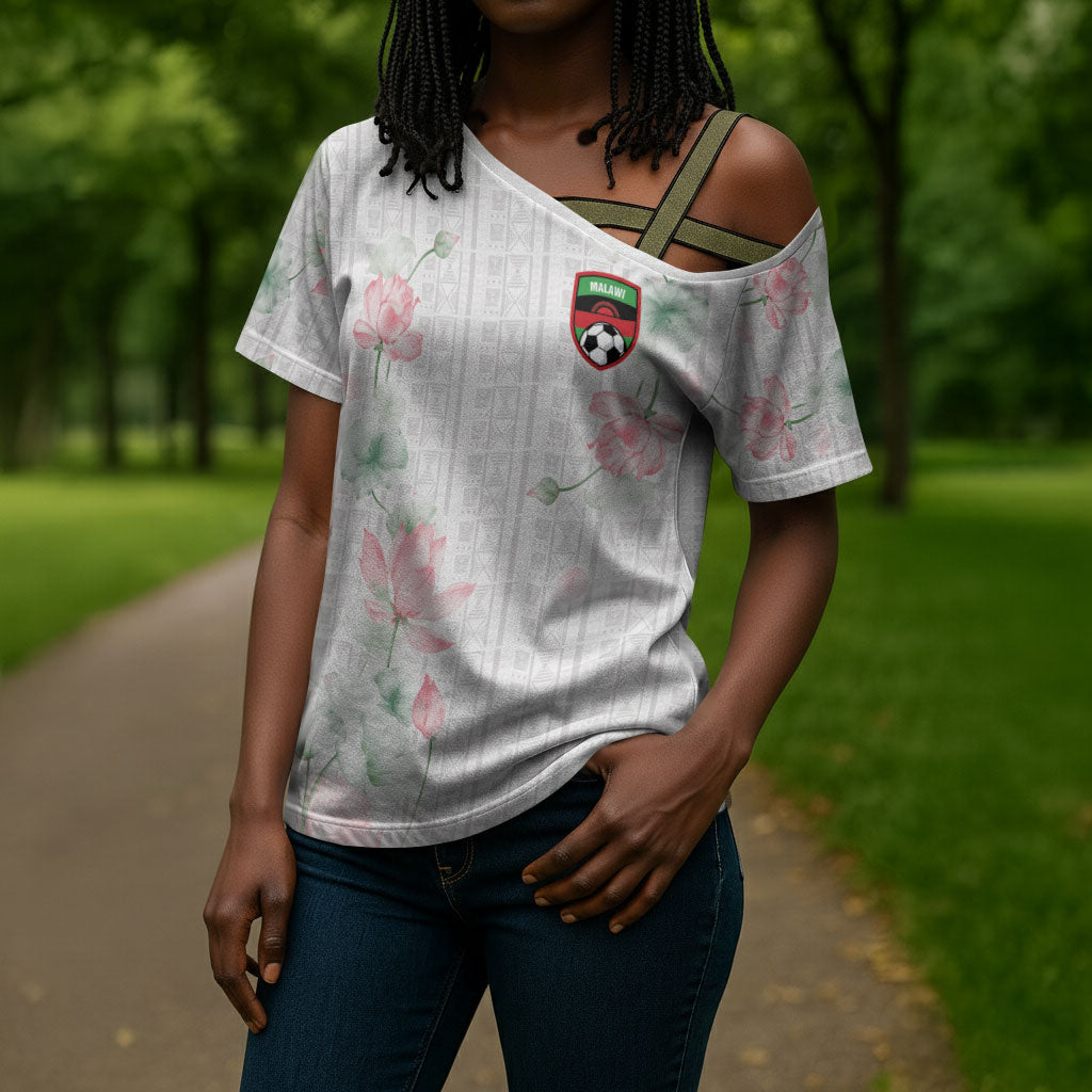 Custom Malawi Lotus Floral Cross Shoulder Shirt Africa Women’s Football Champion Series 2026