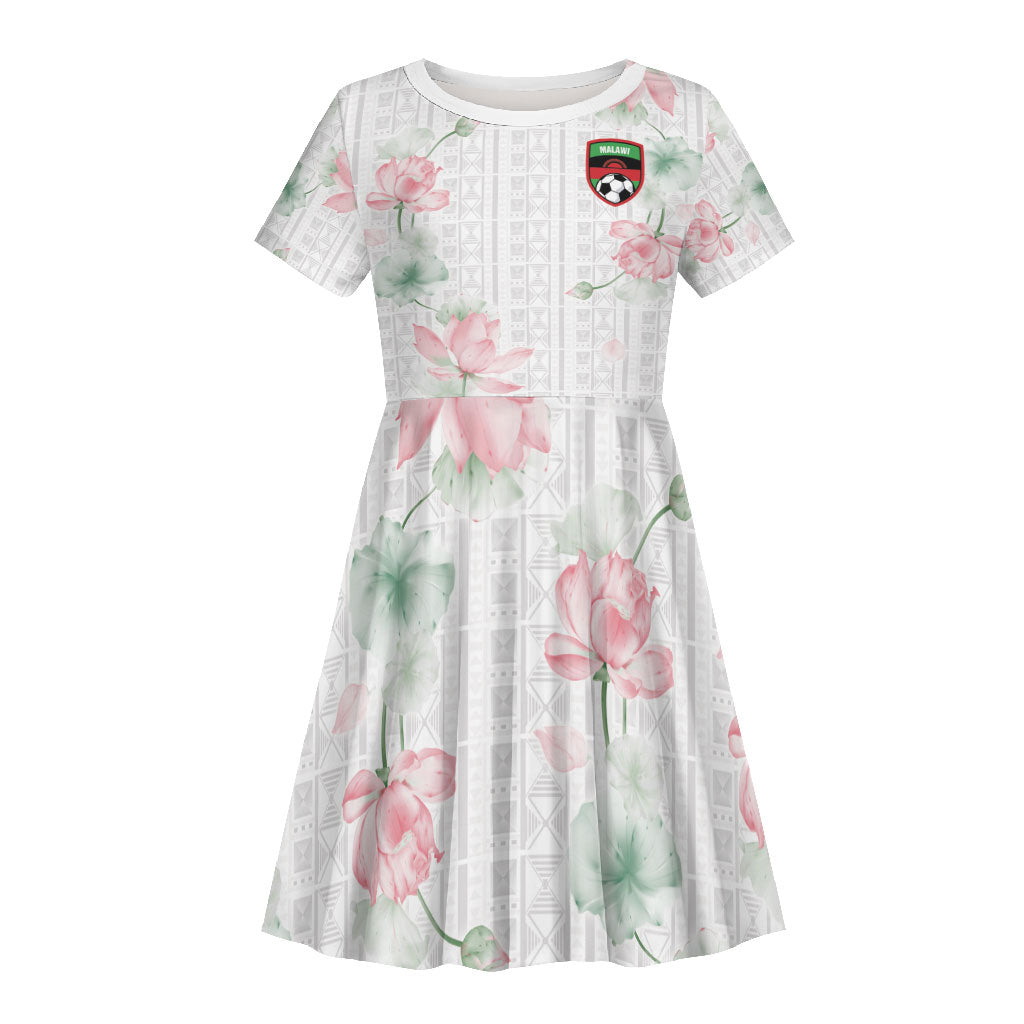 Custom Malawi Lotus Floral Kid Short Sleeve Dress Africa Women’s Football Champion Series 2026