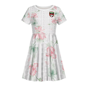 Custom Malawi Lotus Floral Kid Short Sleeve Dress Africa Women’s Football Champion Series 2026