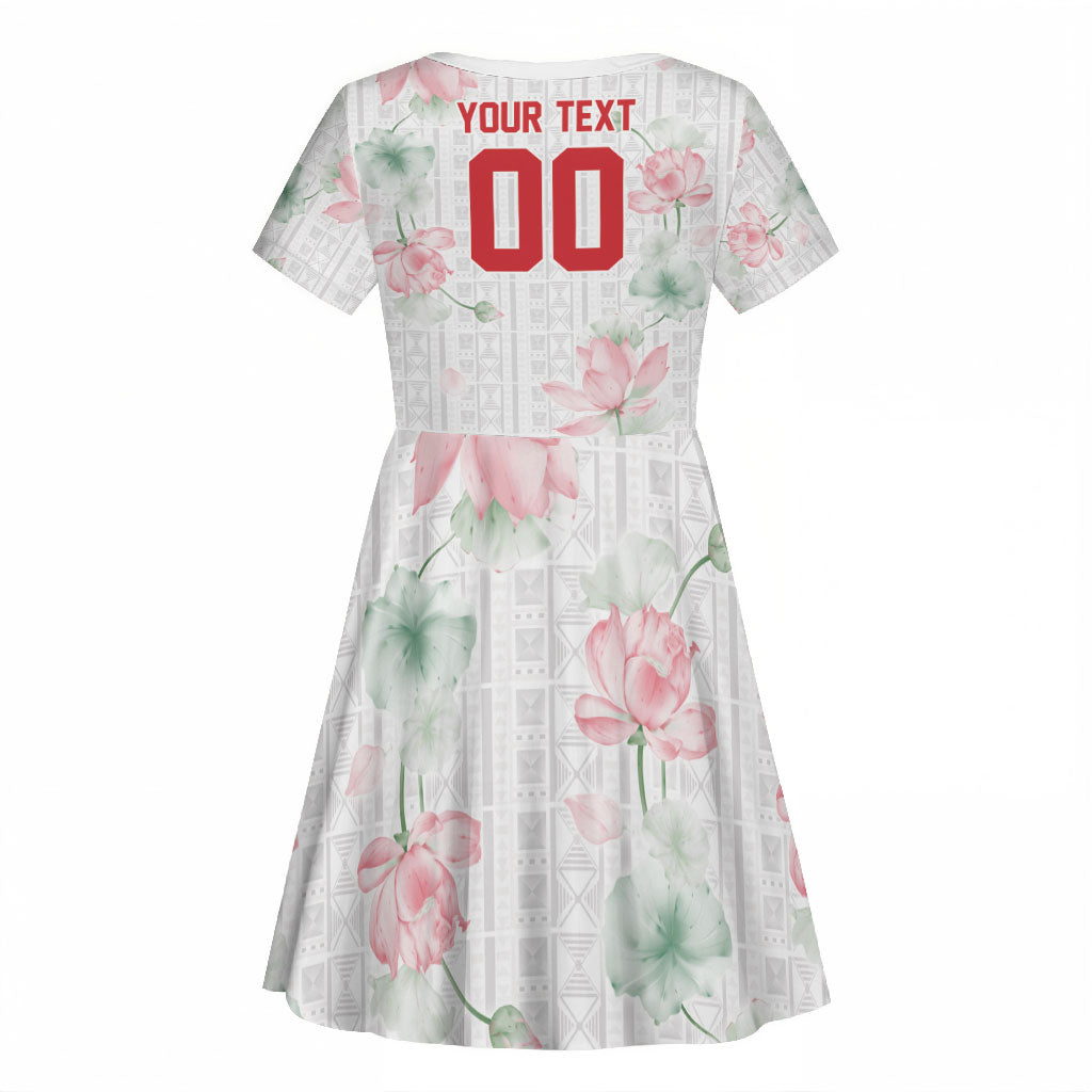 Custom Malawi Lotus Floral Kid Short Sleeve Dress Africa Women’s Football Champion Series 2026