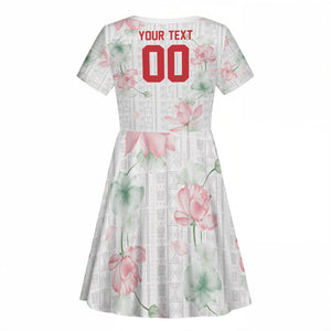 Custom Malawi Lotus Floral Kid Short Sleeve Dress Africa Women’s Football Champion Series 2026