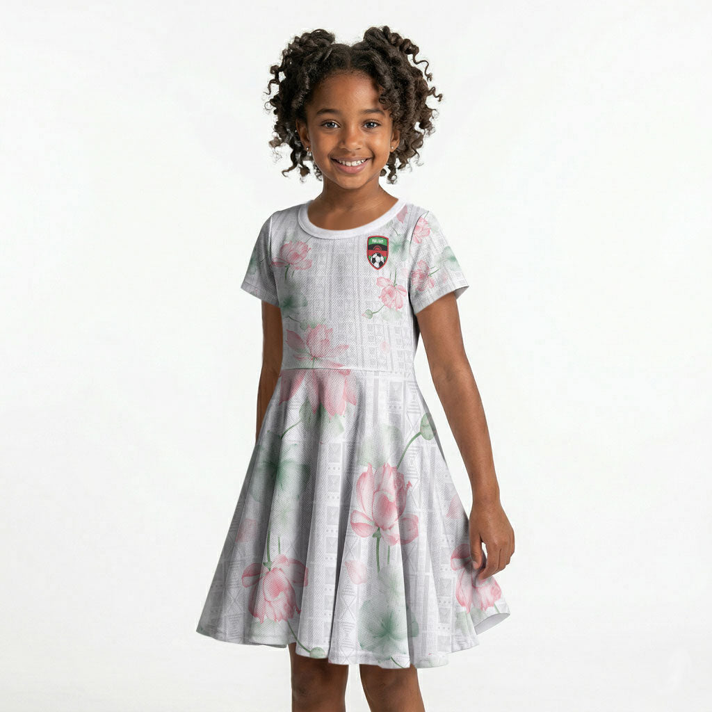 Custom Malawi Lotus Floral Kid Short Sleeve Dress Africa Women’s Football Champion Series 2026