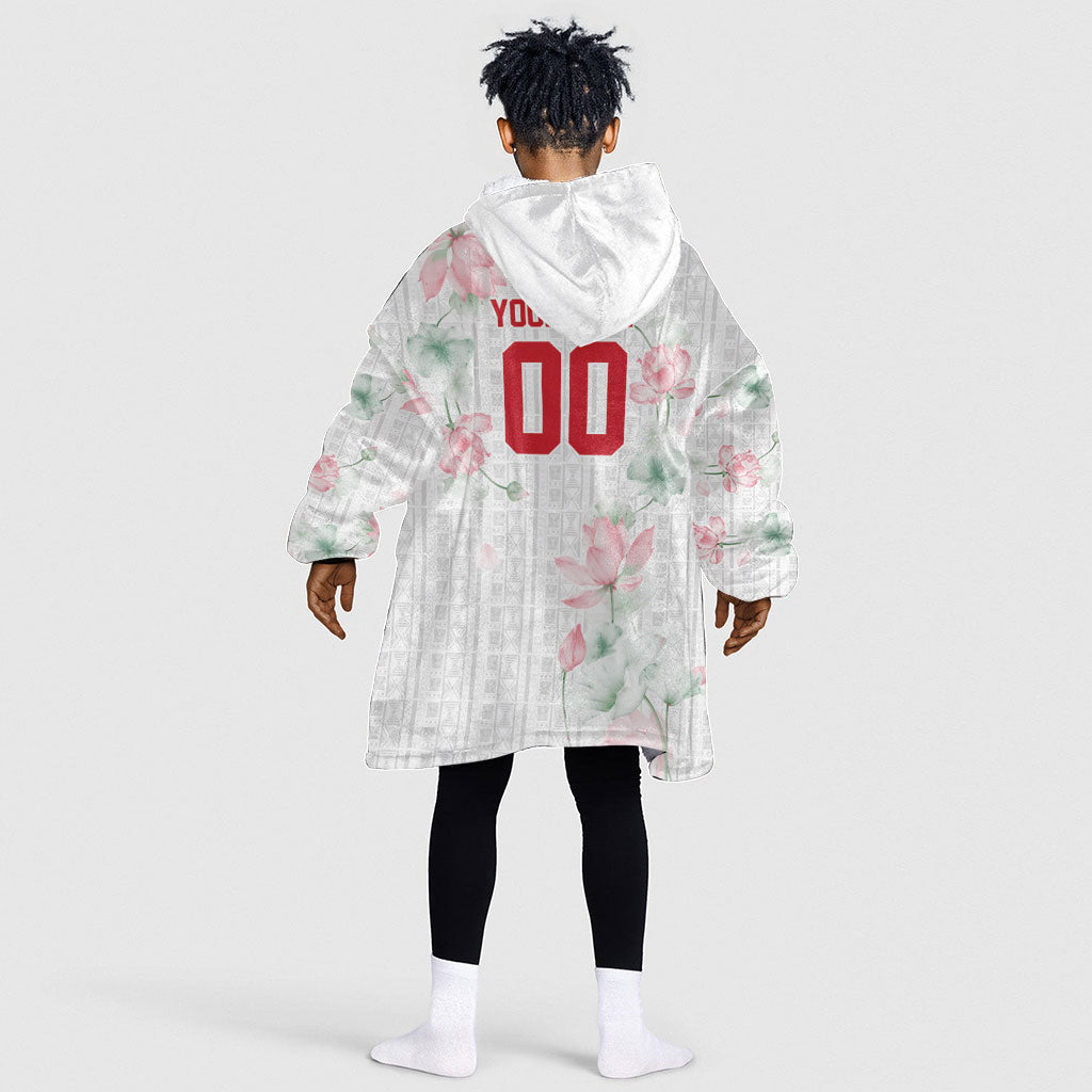 Custom Malawi Lotus Floral Kid Wearable Blanket Hoodie Africa Women’s Football Champion Series 2026