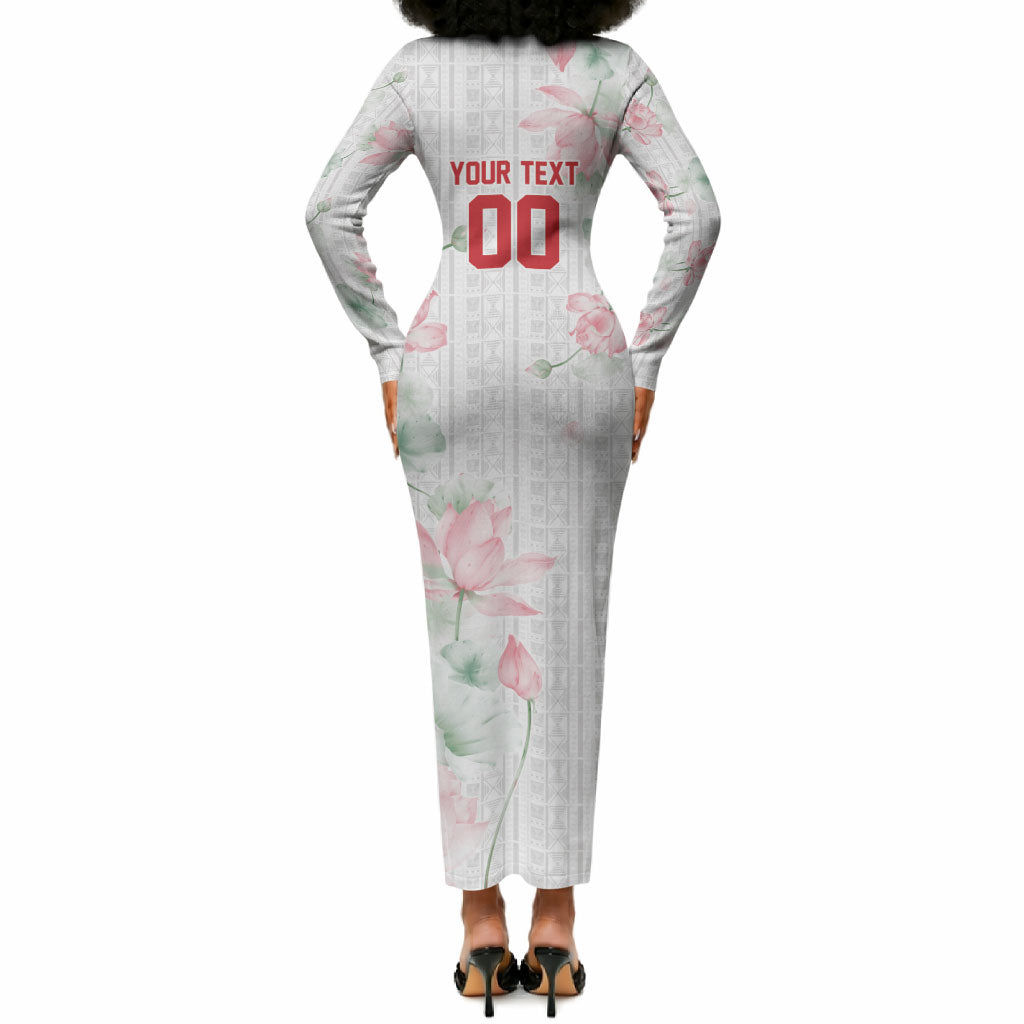 Custom Malawi Lotus Floral Long Sleeve Bodycon Dress Africa Women’s Football Champion Series 2026