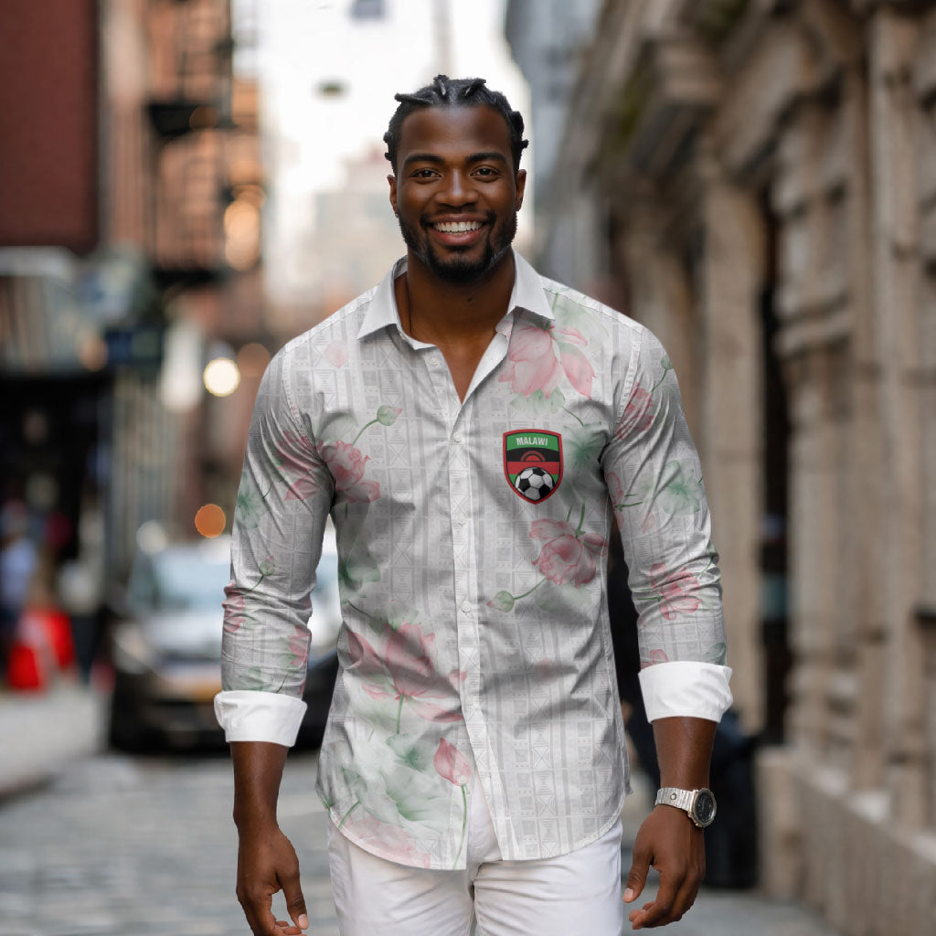 Custom Malawi Lotus Floral Long Sleeve Button Shirt Africa Women’s Football Champion Series 2026