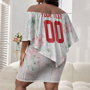 Custom Malawi Lotus Floral Off Shoulder Short Dress Africa Women’s Football Champion Series 2026