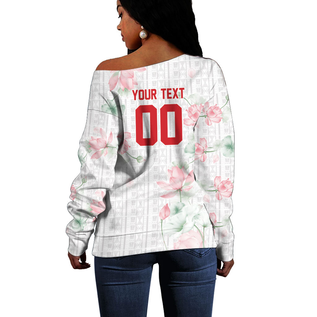Custom Malawi Lotus Floral Off Shoulder Sweater Africa Women’s Football Champion Series 2026