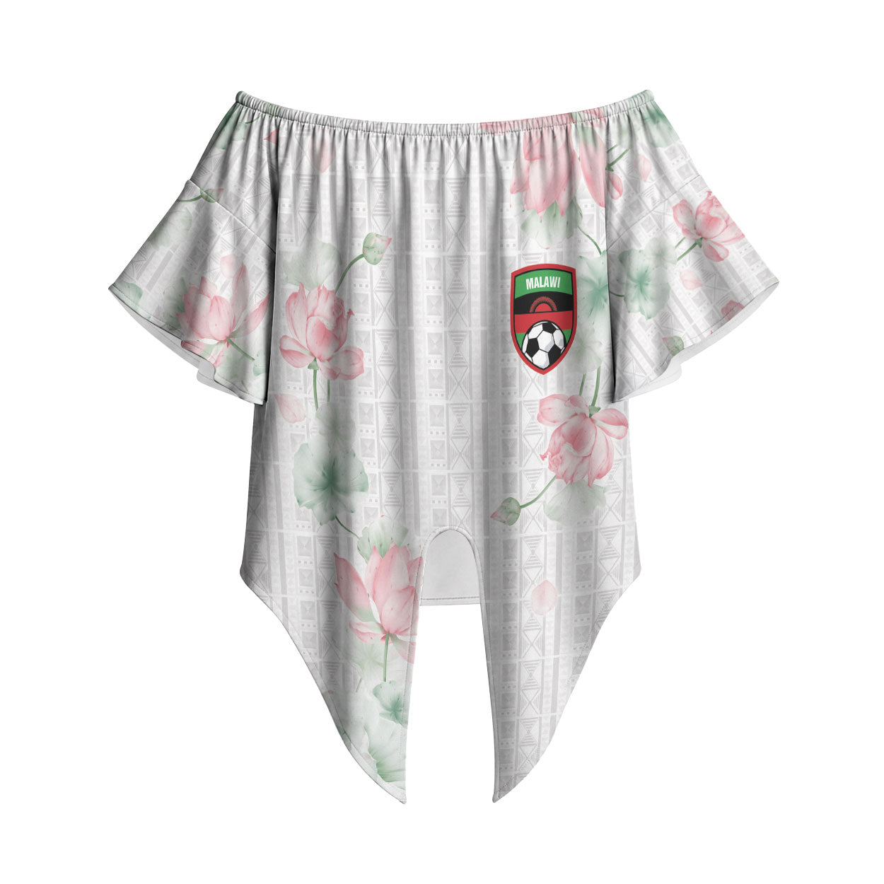 Custom Malawi Lotus Floral Off Shoulder Wrap Waist Top Africa Women’s Football Champion Series 2026