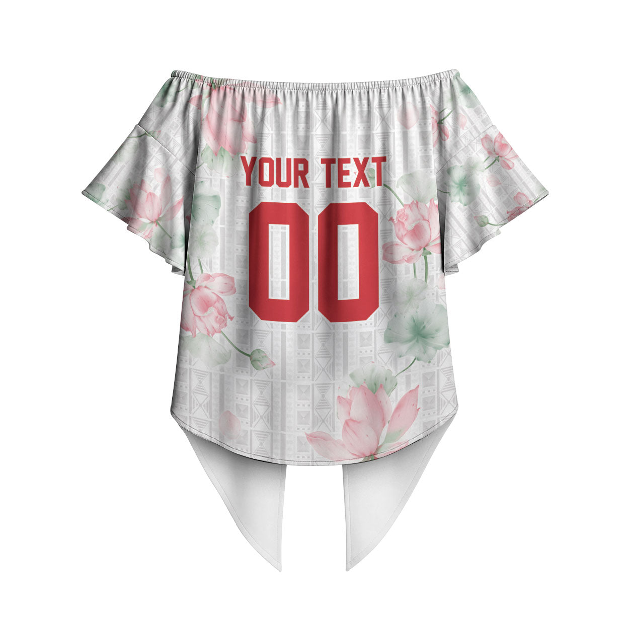 Custom Malawi Lotus Floral Off Shoulder Wrap Waist Top Africa Women’s Football Champion Series 2026