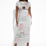 Custom Malawi Lotus Floral Short Sleeve Bodycon Dress Africa Women’s Football Champion Series 2026