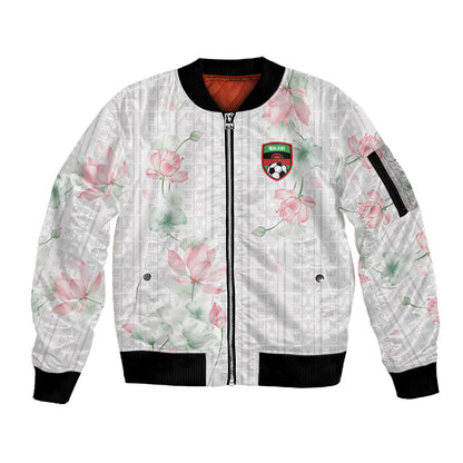Custom Malawi Lotus Floral Sleeve Zip Bomber Jacket Africa Women’s Football Champion Series 2026