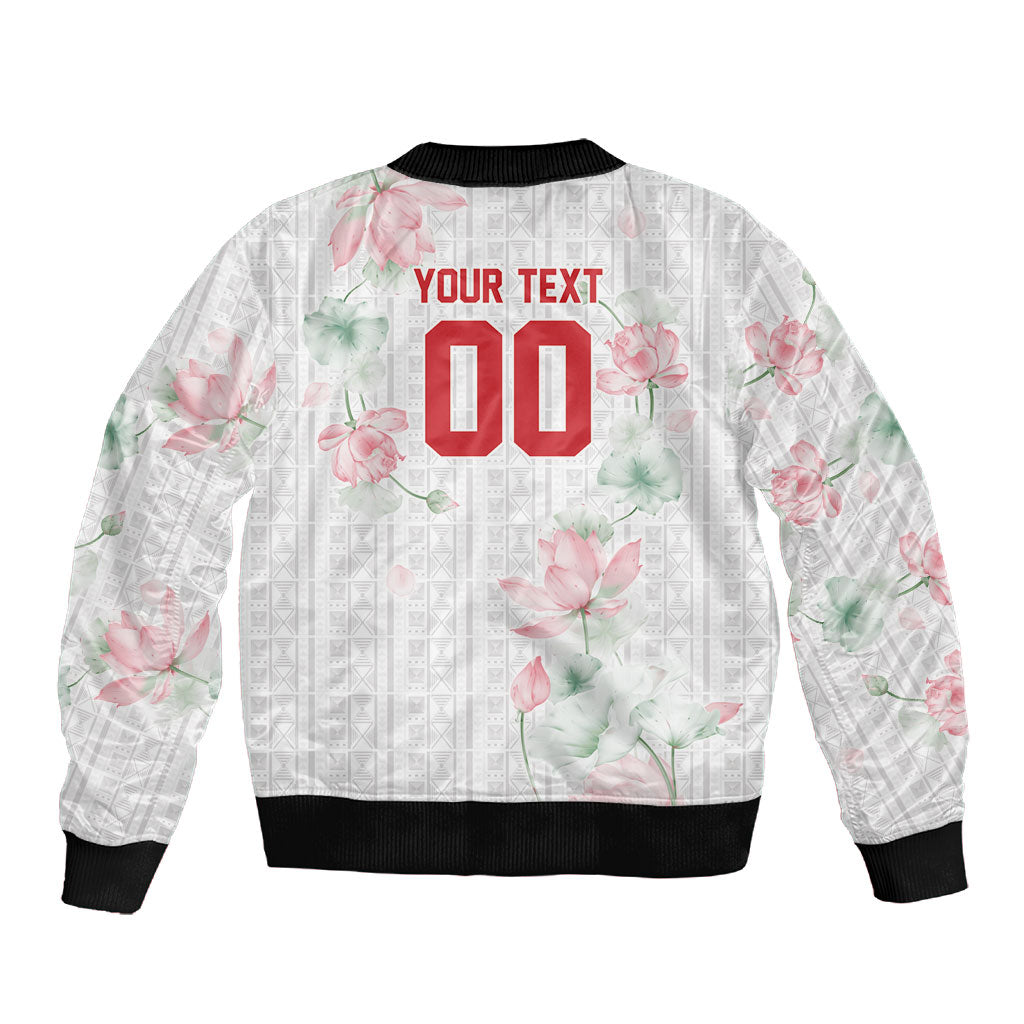 Custom Malawi Lotus Floral Sleeve Zip Bomber Jacket Africa Women’s Football Champion Series 2026