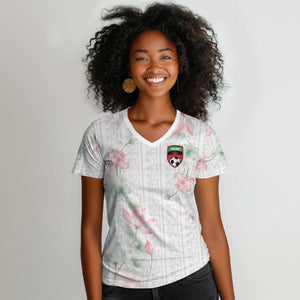 Custom Malawi Lotus Floral Women V-Neck T-Shirt Africa Women’s Football Champion Series 2026