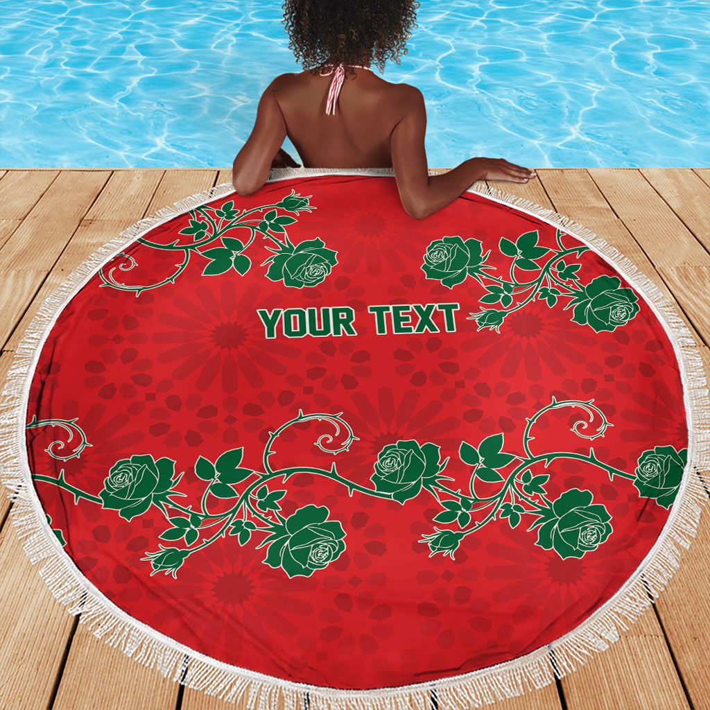 Custom Morocco Desert Rose Floral Beach Blanket Africa Women’s Football Champion Series 2026