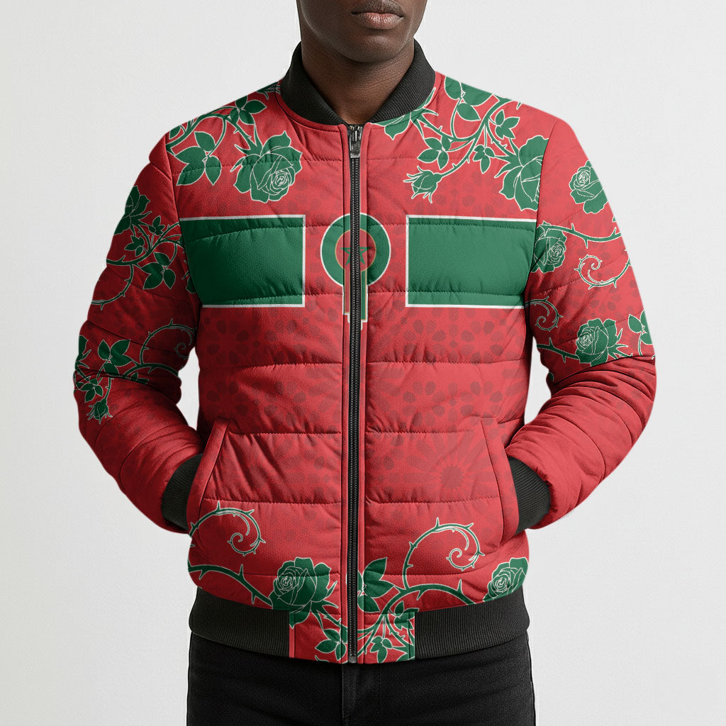 Custom Morocco Desert Rose Floral Bomber Puffer Jacket Africa Women’s Football Champion Series 2026