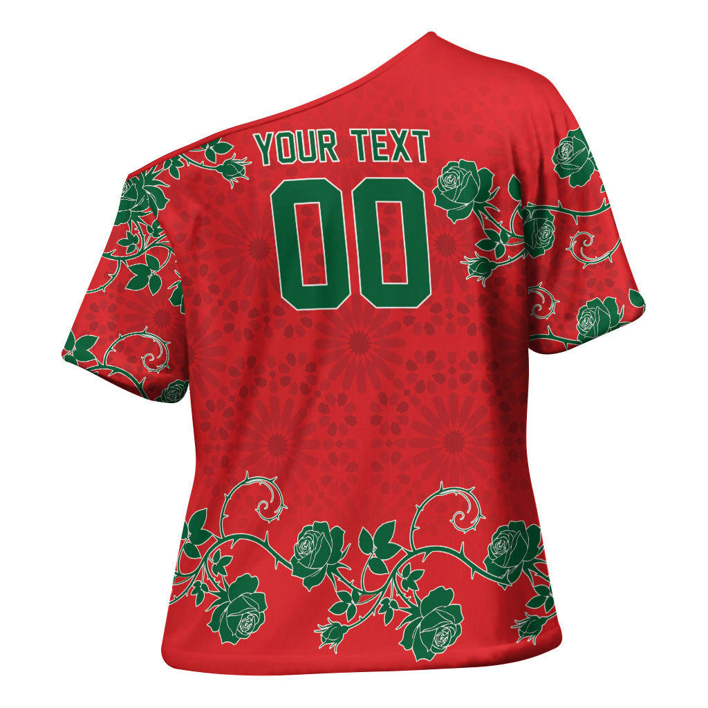 Custom Morocco Desert Rose Floral Cross Shoulder Shirt Africa Women’s Football Champion Series 2026