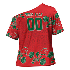 Custom Morocco Desert Rose Floral Cross Shoulder Shirt Africa Women’s Football Champion Series 2026