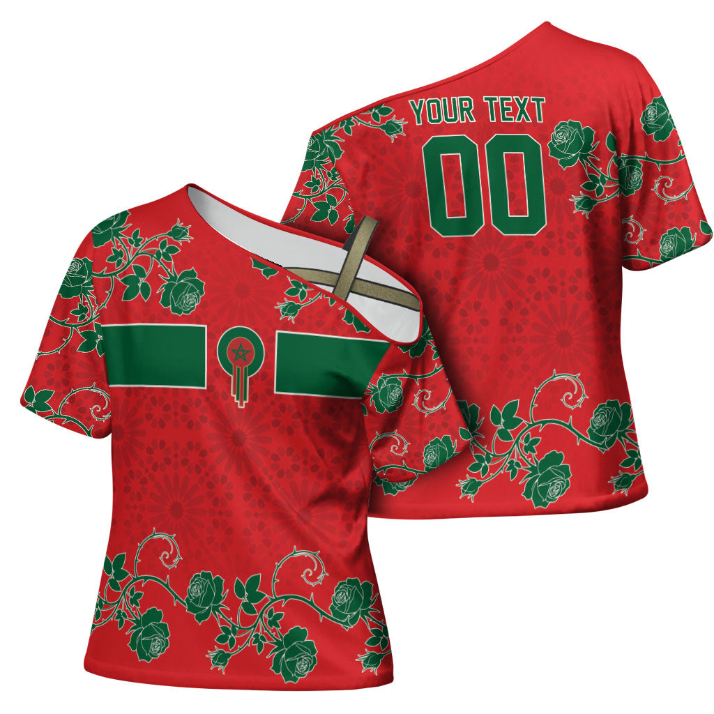 Custom Morocco Desert Rose Floral Cross Shoulder Shirt Africa Women’s Football Champion Series 2026