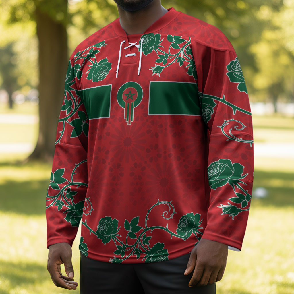 Custom Morocco Desert Rose Floral Hockey Jersey Africa Women’s Football Champion Series 2026