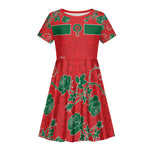 Custom Morocco Desert Rose Floral Kid Short Sleeve Dress Africa Women’s Football Champion Series 2026