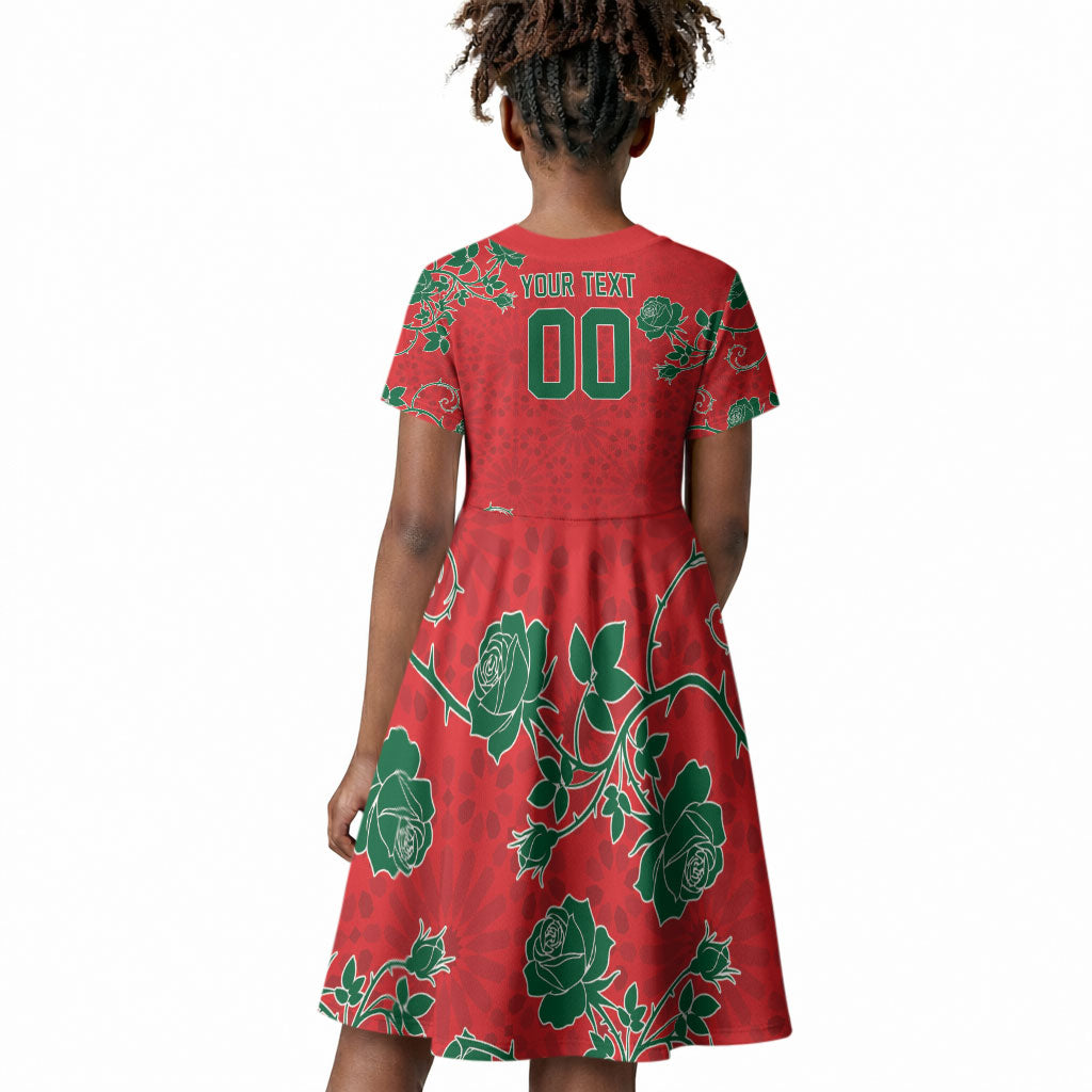 Custom Morocco Desert Rose Floral Kid Short Sleeve Dress Africa Women’s Football Champion Series 2026