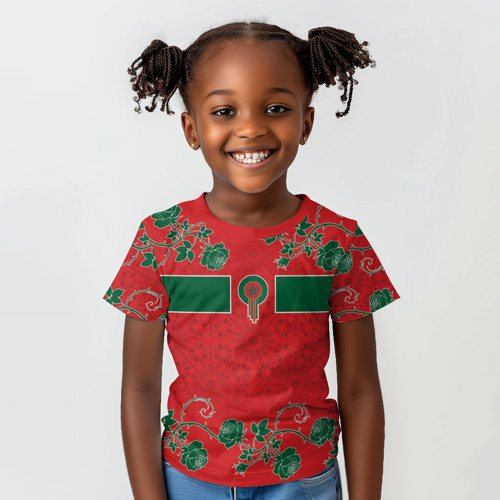 Custom Morocco Desert Rose Floral Kid T shirt Africa Women’s Football Champion Series 2026