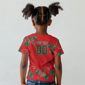 Custom Morocco Desert Rose Floral Kid T shirt Africa Women’s Football Champion Series 2026