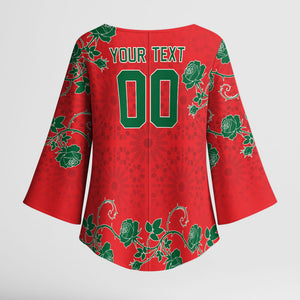 Custom Morocco Desert Rose Floral Kimono Sleeve Blouse Africa Women’s Football Champion Series 2026