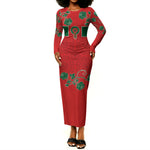 Custom Morocco Desert Rose Floral Long Sleeve Bodycon Dress Africa Women’s Football Champion Series 2026