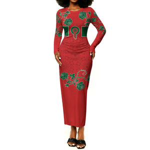 Custom Morocco Desert Rose Floral Long Sleeve Bodycon Dress Africa Women’s Football Champion Series 2026