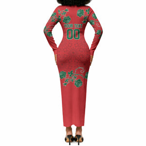 Custom Morocco Desert Rose Floral Long Sleeve Bodycon Dress Africa Women’s Football Champion Series 2026