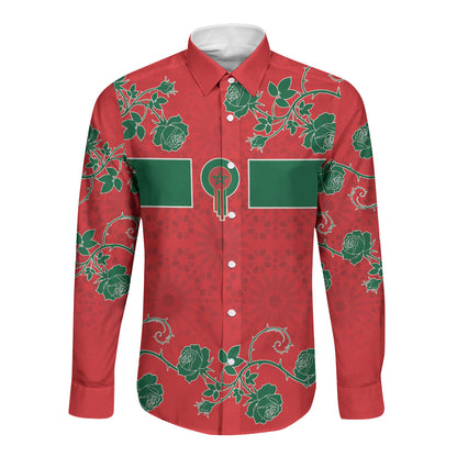 Custom Morocco Desert Rose Floral Long Sleeve Button Shirt Africa Women’s Football Champion Series 2026