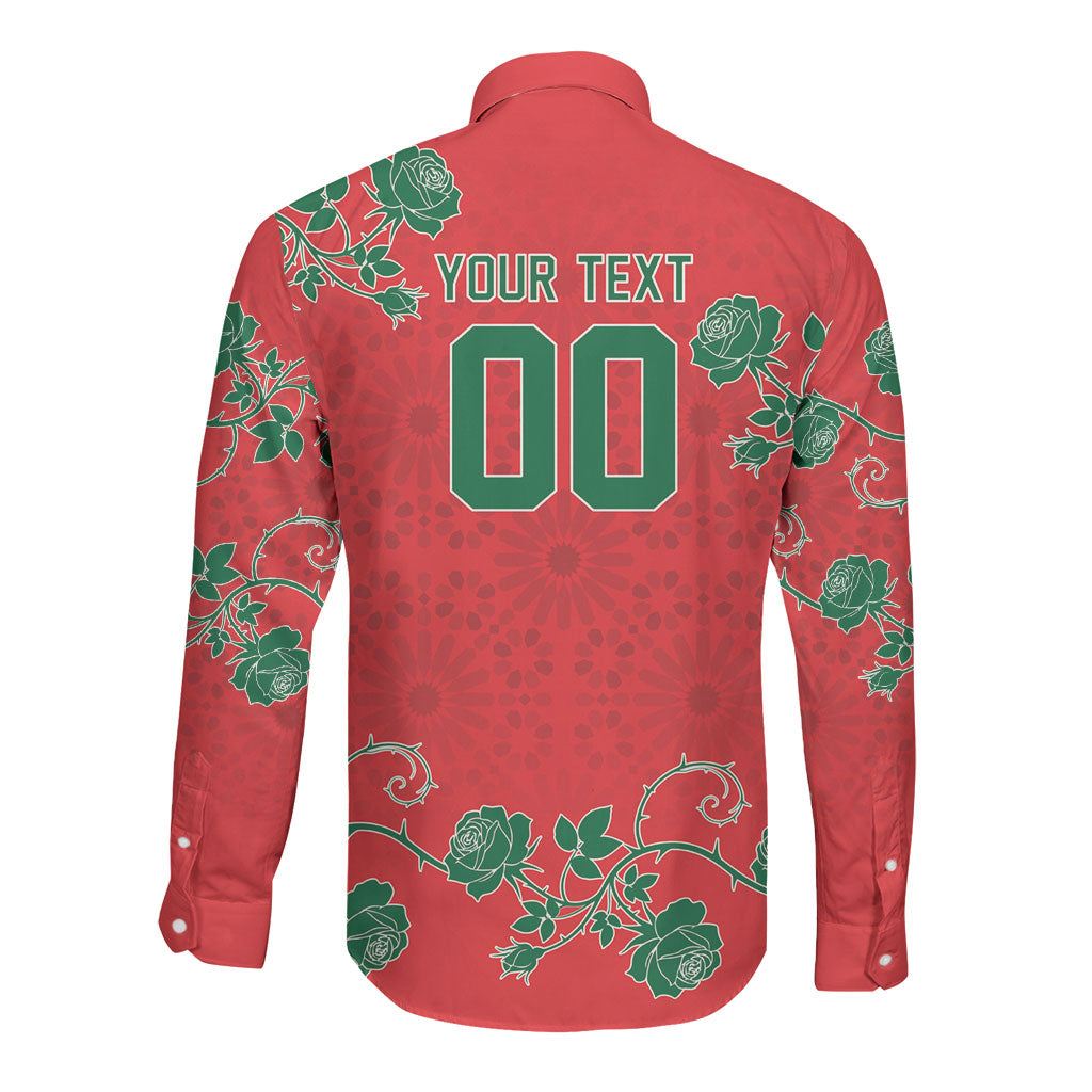Custom Morocco Desert Rose Floral Long Sleeve Button Shirt Africa Women’s Football Champion Series 2026