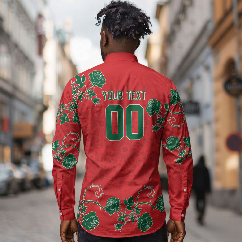 Custom Morocco Desert Rose Floral Long Sleeve Button Shirt Africa Women’s Football Champion Series 2026